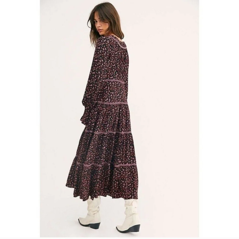 Free People Take A Little Time Floral Long Sleeve Maxi Dress